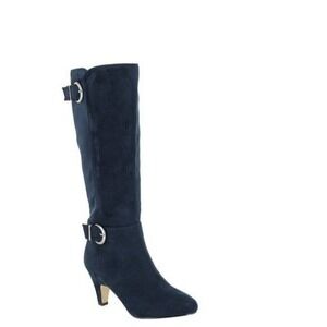 Bella Vita Womens Boots Sz 6 Navy Toni II Super Suede Knee-High Comfort Side Zip